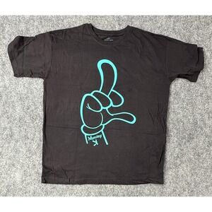 Vintage Jordan Craig Black Graphic T Shirt Mens‎ XXL Teal Finger Hand Print